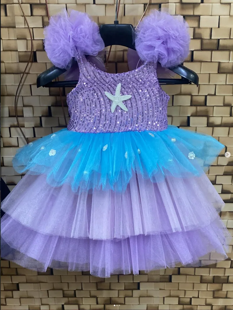 Vestido infantil personalizado inspirado em sereia